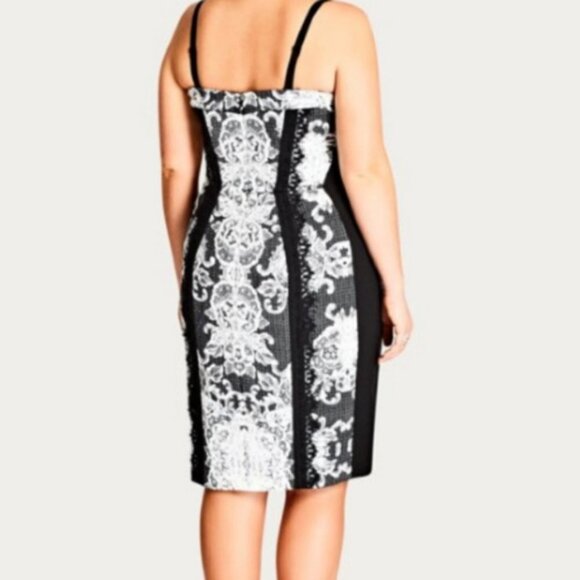 City Chic Lace Affair Printed Sheath Dress With Straps XL 24 NWT NEW - Picture 4 of 11